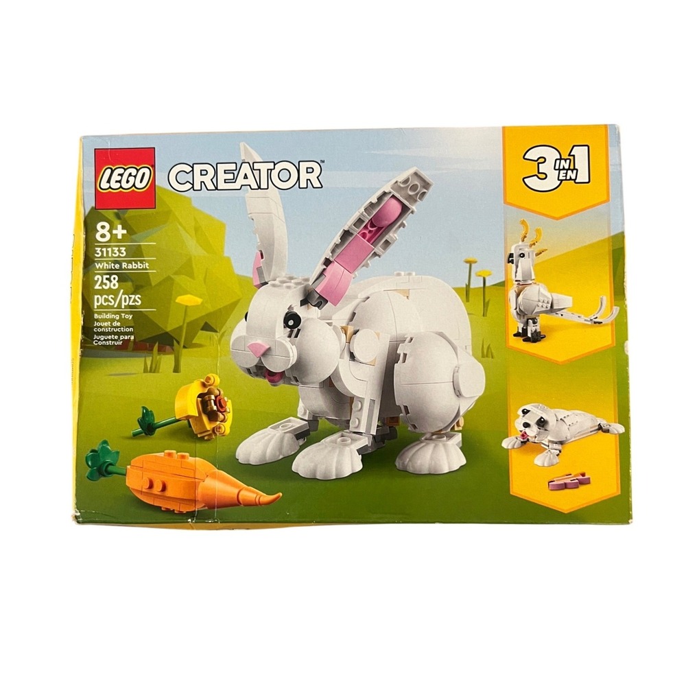 LEGO Creator 3 in 1 White Rabbit 31133 Building Toy Set Bunny Parrot Seal 258Pcs
